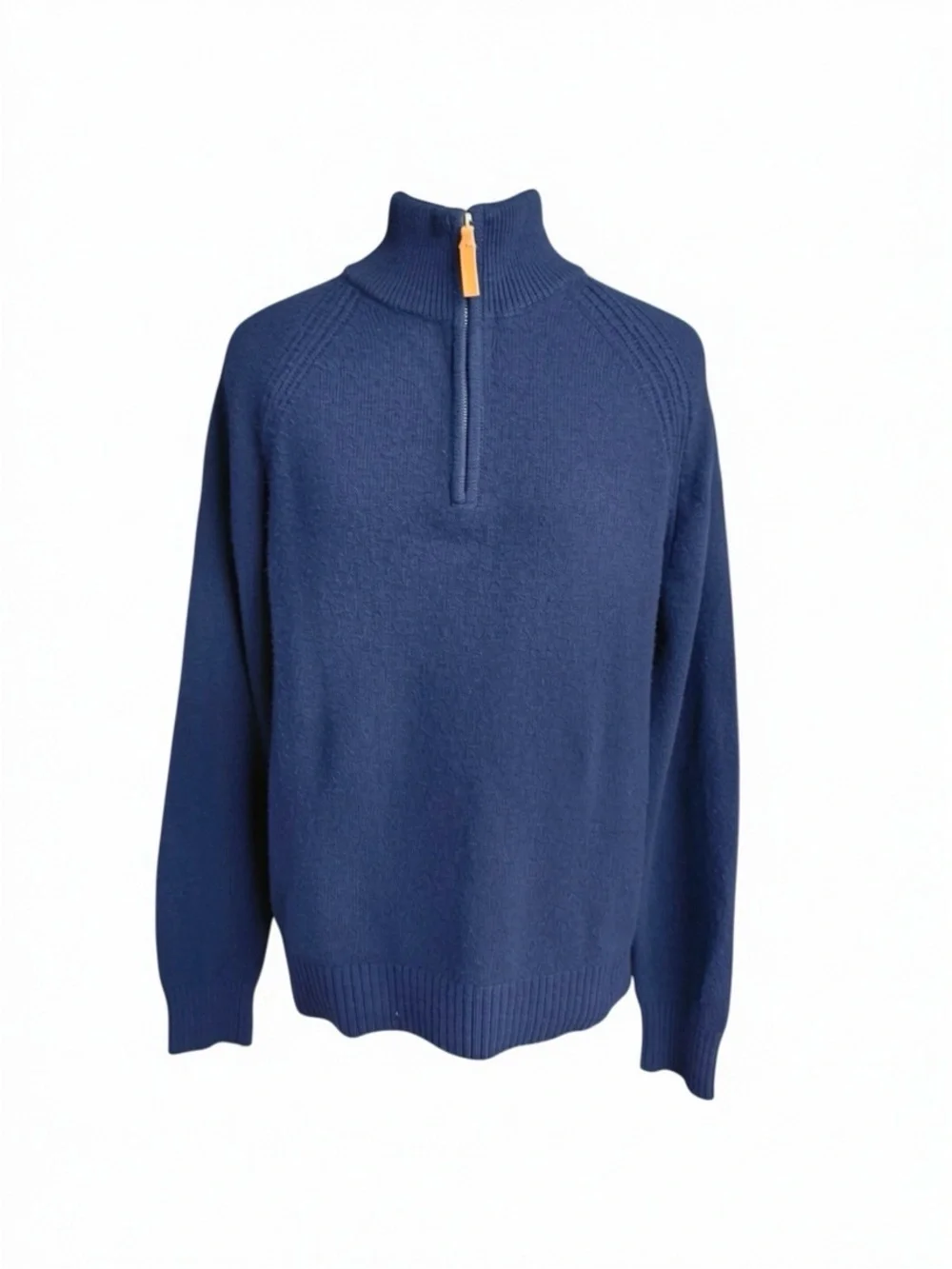Banana Republic Navy Half-Zip Sweater with Tan Pull